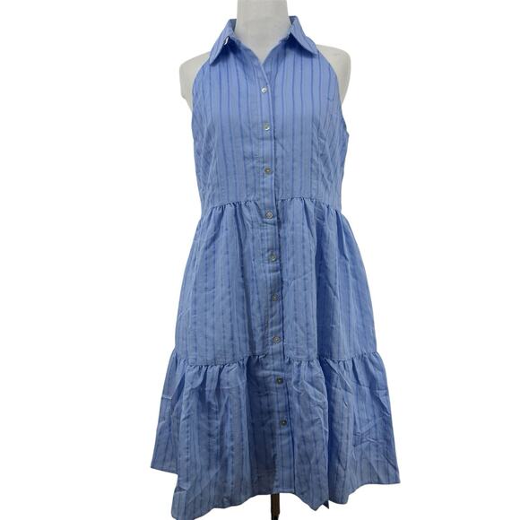 Pomander Place Tuckernuck Size XS Sailor Seersucker Halter Dress Blue Stripe - Picture 1 of 8